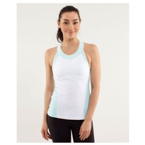 LULULEMON  Run: Make It Count Tank White/Aquamarine Size 6